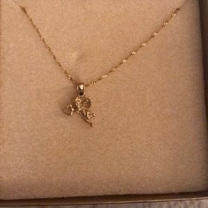 14 k gold necklace with angel heart
